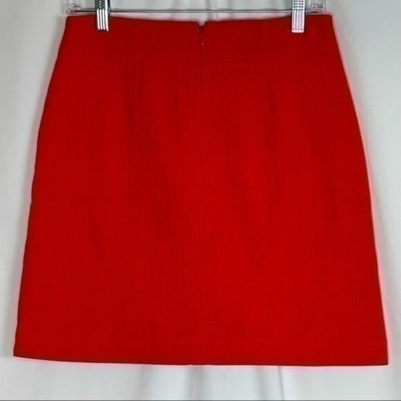 Loft Orange‎ Feminine Soft Girl Front Pocket With Pom Pom Trim Skirt NWOT Size 0 - Picture 4 of 9